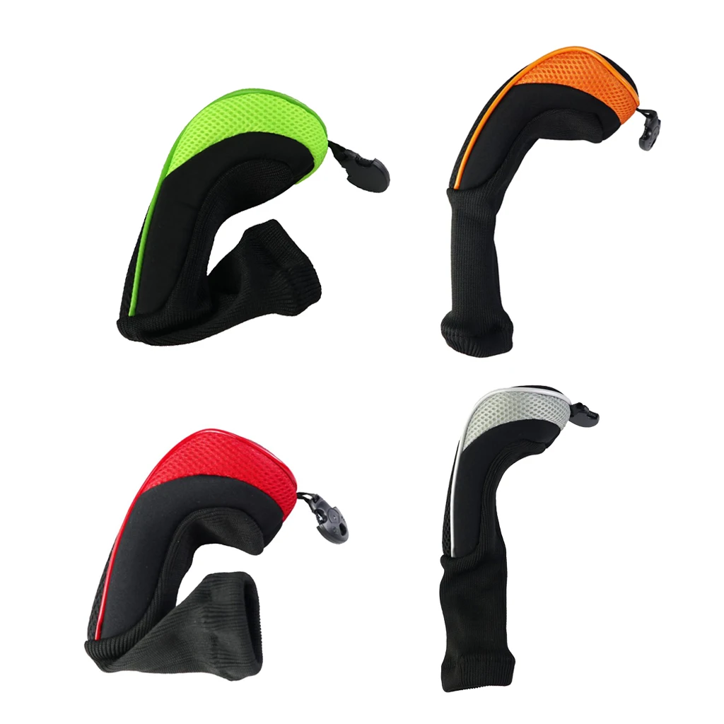 Set Of 4 Mesh Golf Headcover Hybrids Wood Cover Long Neck Fairway Driver Guard