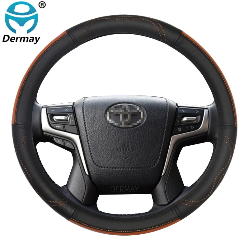 for Toyota Land Cruiser Prado 90 100 120 150 200 300 Fj Cruiser Genuine Leather Car Steering Wheel Cover Auto Accessories