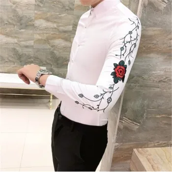 

Floral Embroidery Shirt Camisa Hombre Clothing Men Club Party Wedding Shirt Men Chemise Homme Camisa Masculina Men Long Sleeve
