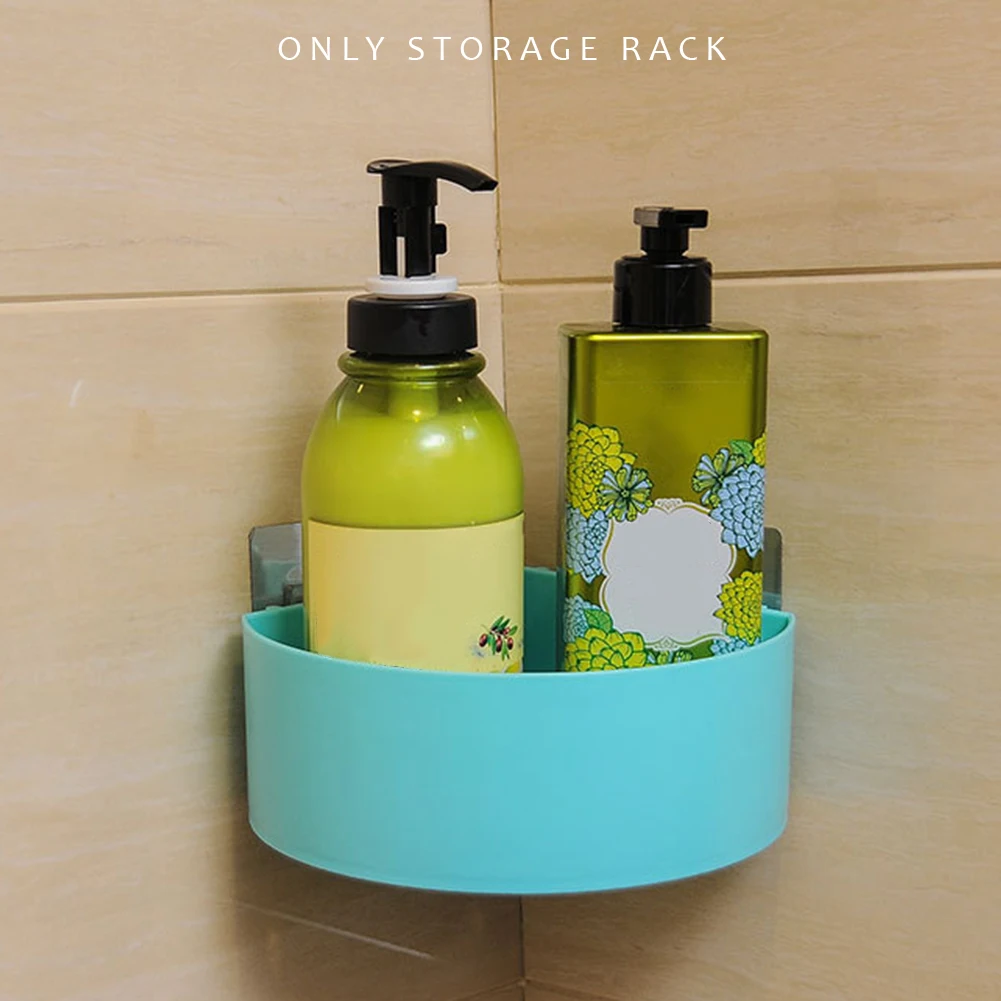 2PCS Stand Shower Room Storage Rack Kitchen Home Bathroom Shelf Shampoo Punch Free Wall Mounted Triangle Shape Corner Plastic