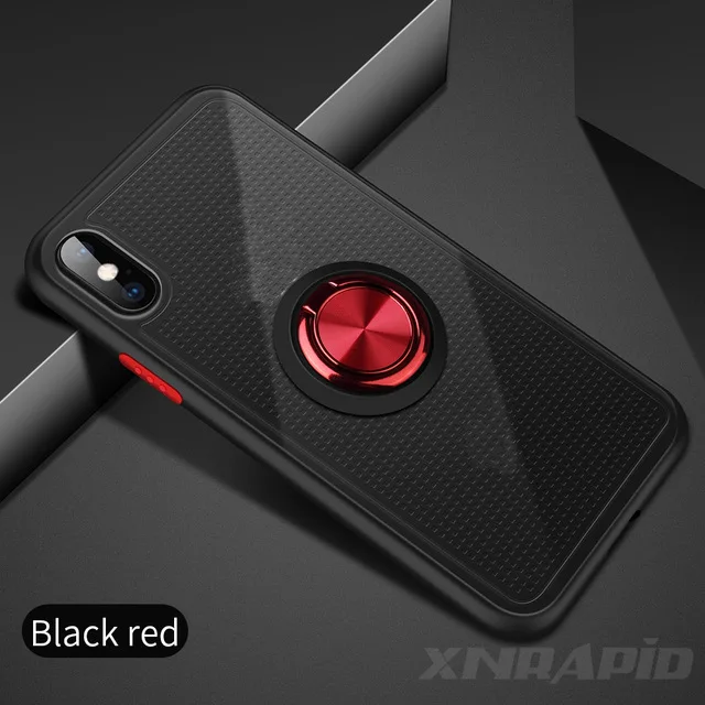 Alxun для iPhone 11 чехол с прозрачным сетчатым кольцом кронштейн защита границы для iPhone 11 Pro Max 6 6s 7 8 Plus X XS XR чехол - Цвет: Black Red