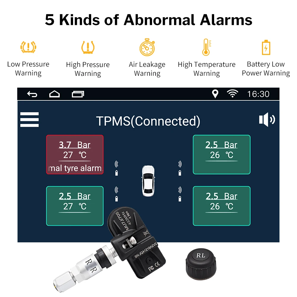 Система контроля давления в шинах Deelife USB Android TPMS для автомагнитолы DVD плеер с 4