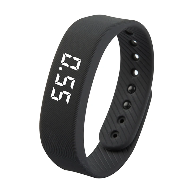 T5 смарт-Браслет фитнес-браслет IP65 Водонепроницаемый для мужчин и женщин спортивный светодиодный Трекер Активности Сна Смарт-часы браслет шагомер - Цвет: Черный