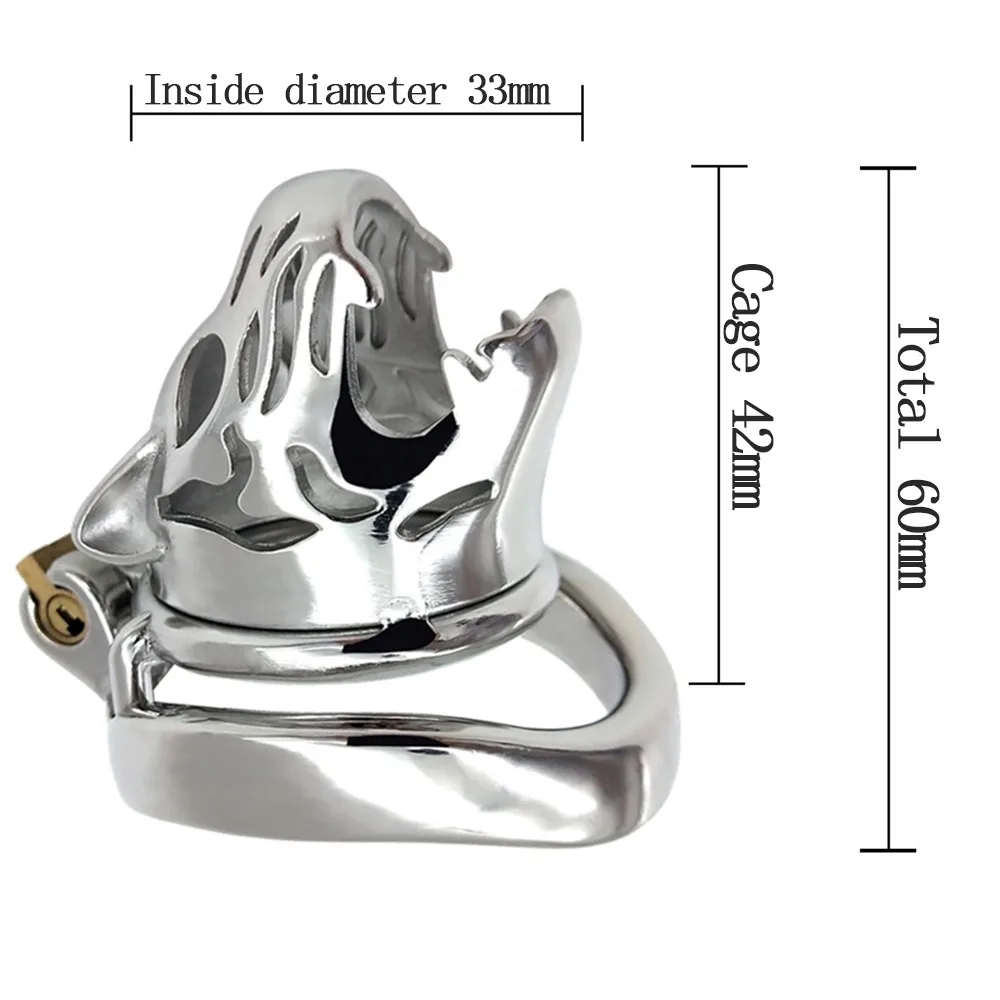 Qkkq tigre cabeça de castidade fechaduras masculino gaiolas galo dispositivo castidade cateter pênis bloqueio de metal galo masculino virgem