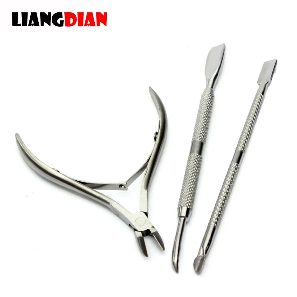 

3pcs/set Stainless Steel Nail Cuticle Remover Dead Skin Scissor Cutter Manicure Cuticle Nipper Pusher Fingernail Clean Tool Set