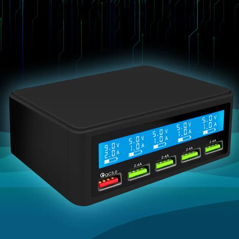 5 USB QC 3,0 быстрое зарядное устройство ЖК-дисплей напряжения тока для iPhone iPad samsung
