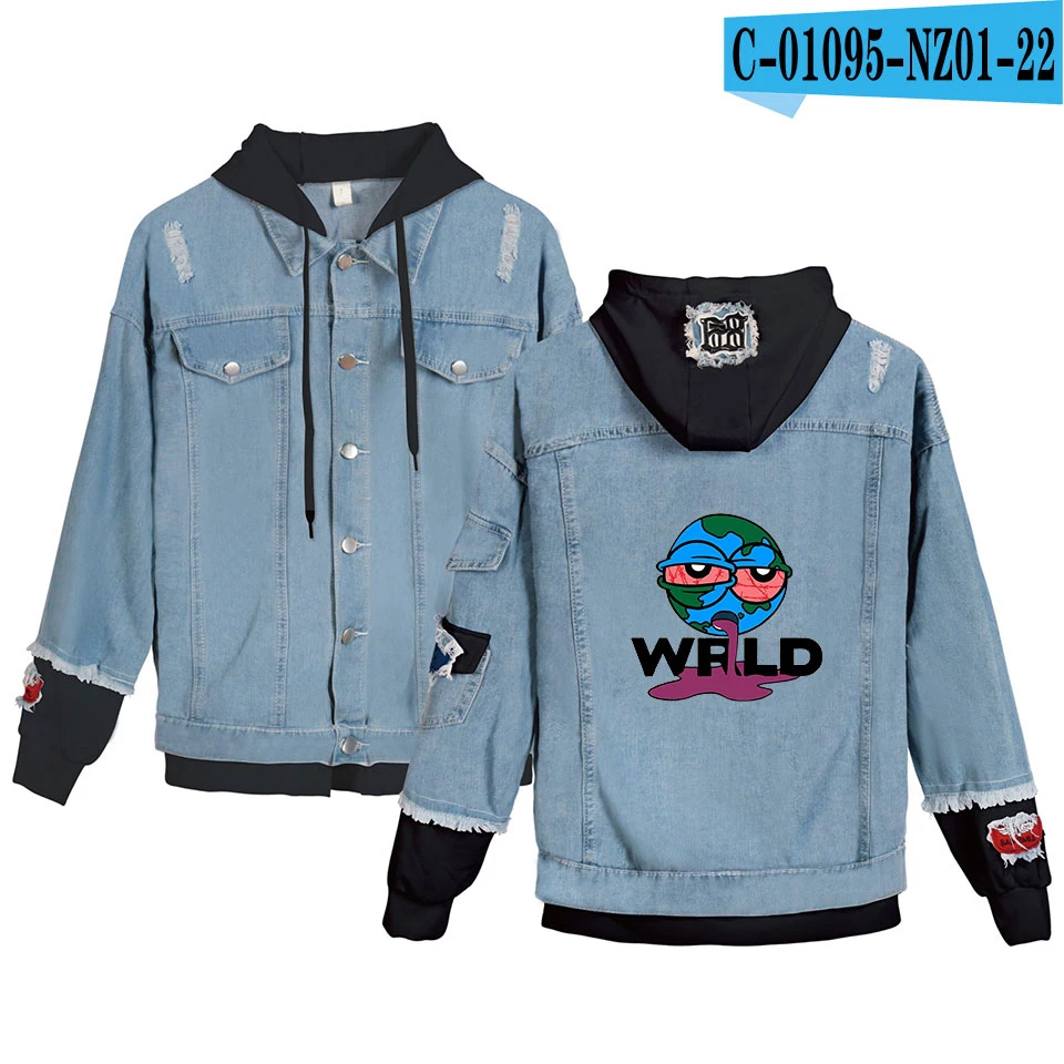 Harajuku Cool juice wrld джинсовая стеганая куртка одежда juice wrld повседневные толстовки мужские/женские хип-хоп пальто джинсы толстовки - Цвет: B