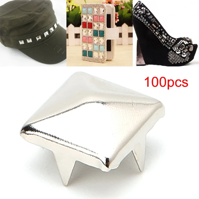8 мм DIY Квадратные заклепки в форме пирамиды Спайк Панк ремесло Пятна Nailhead швейный Декор