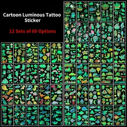 5Pcs Tattoo Stickers Luminous Child Kid Temporary Fake Tattoos Glow Paste on Face Arm Leg for Children Body Art Mermaid Sticker