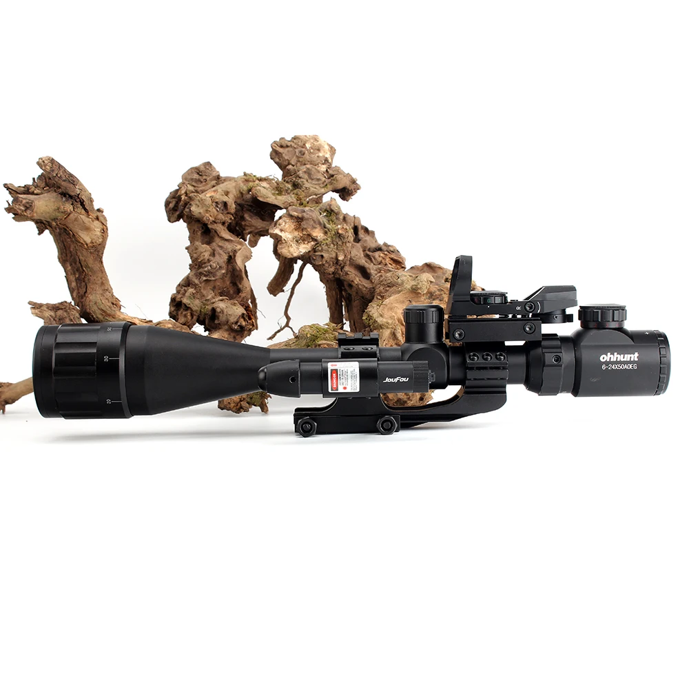 6-24x50 Tactical Red Green Rifle Scope with Rangefinder Reticle Side Focus 