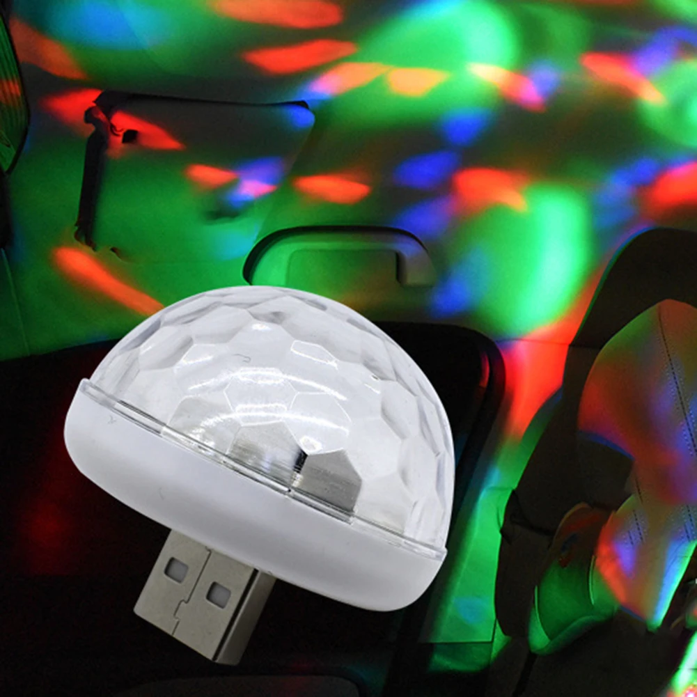 Disco Ball Party Stage Projector Lights Mini Led Voice Activated USB Crystal Magic Ball Flash DJ Lights for Home KTV Bar Car