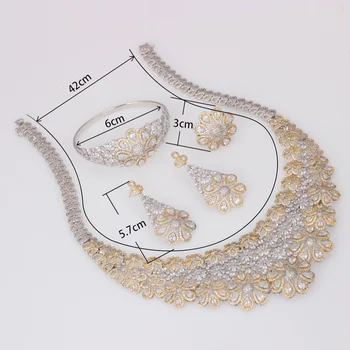 

Bride Talk Trendy Luxury Flowers African Necklace Earring Set Jewelry Sets For Women Wedding Zircon CZ Dubai Bridal jewelry Set