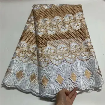 

Latest Flower Embroidery Swiss Voile African Lace Fabric 2020 High Quality Cord Guipure Lace Fabrics with Rhinestone Stones