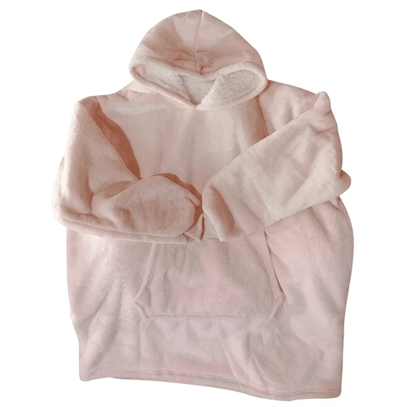 Winter Women Warm Oversized Fleece Blanket Hoodies Sweatshirt Hooded Pocket Blanket With Sleeves Sherpa Pullovers Sudadera Mujer