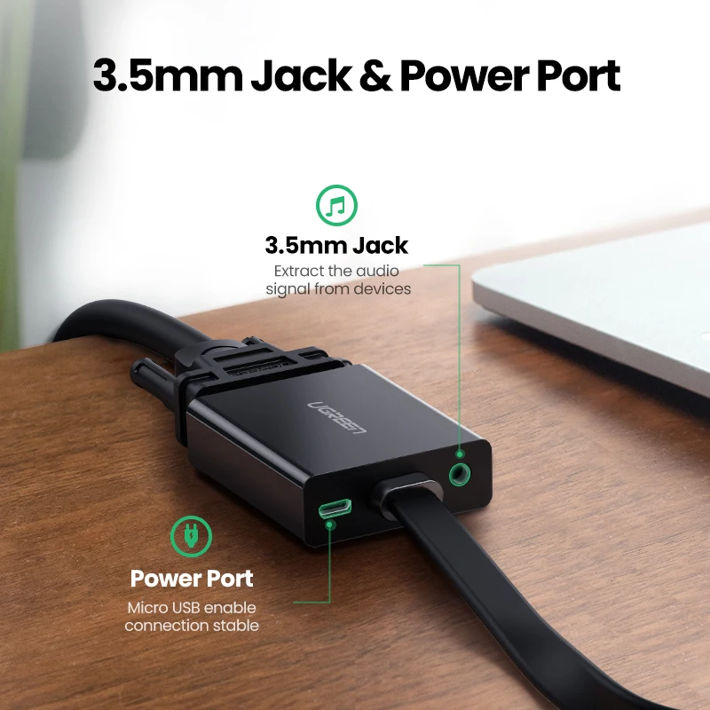 Ugreen HDMI к VGA адаптер конвертер для PS4 Raspberry Pi ноутбука в 1080P штекерным женское аудио