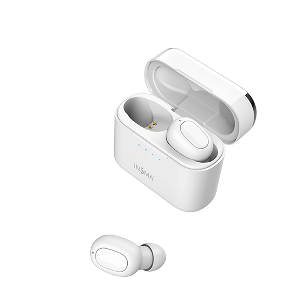 INSMA Airbuds Mini TWS In-Ear bluetooth 5,0 наушники спортивные Hi-Fi стерео настоящие БЕСПРОВОДНЫЕ стереофонические поддержка QI зарядки наушники - Цвет: Белый