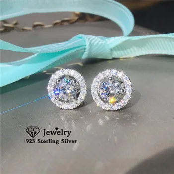 Stud Earrings For Women S925 Silver Cubic Zirconia Wedding Romantic Bridal Fine Jewelry Engagement Brincos Drop Shipping CCE032