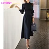 2022 new Korean ladies social  collar simple dress female Zippers  Full  Regular  Natural  Stand  Sheath  Office Lady ► Photo 1/6