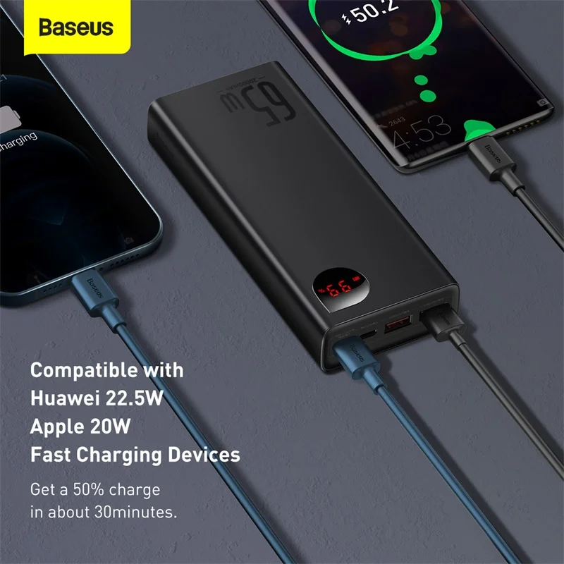 Baseus 20000mAh Power Bank Portable External Battery Charger PD 22.5W Fast Charge For iPhone 14 13 12 Xiaomi for power bank