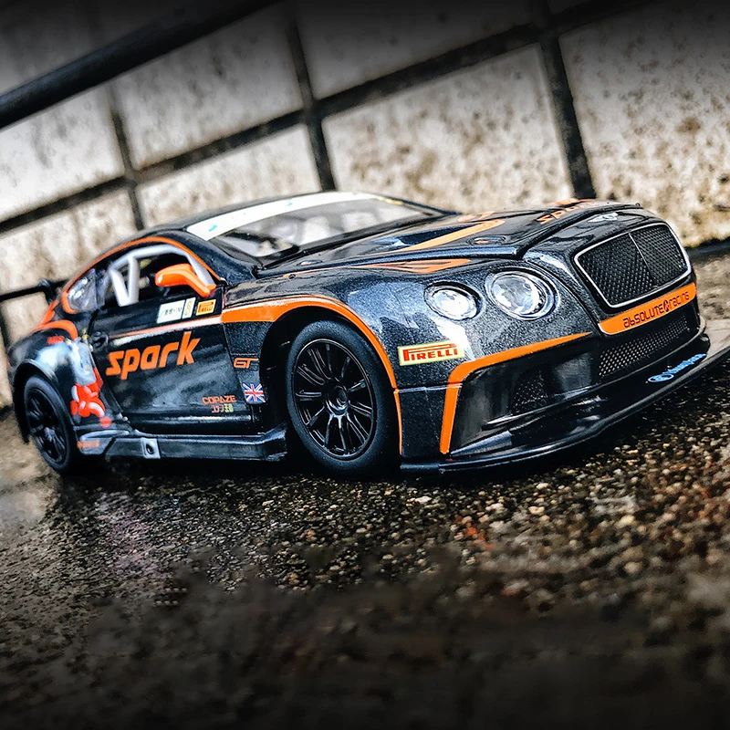 

1:24 Bentley Continental GT3, свободная копия спортивной модели гоночного автомобиля, литой металлический сплав, миниатюрная Реплика
