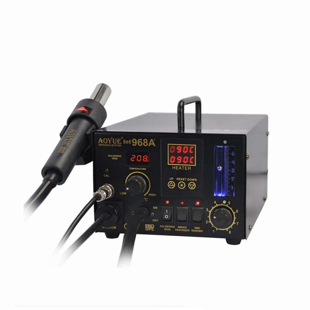 Паяльная станция AOYUE 968A + SMD/SMT горячий воздух 3 в 1 паяльная и машина для переделки