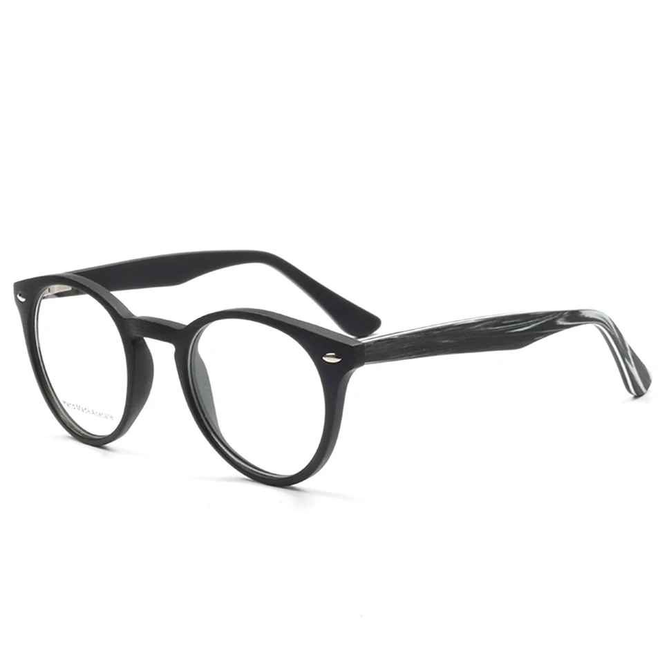 

2020 Brand Design Men Women Glasse Frame Round Acetate Spectacles Oculos Clear Lens Opticas Eyewear Assembly lens