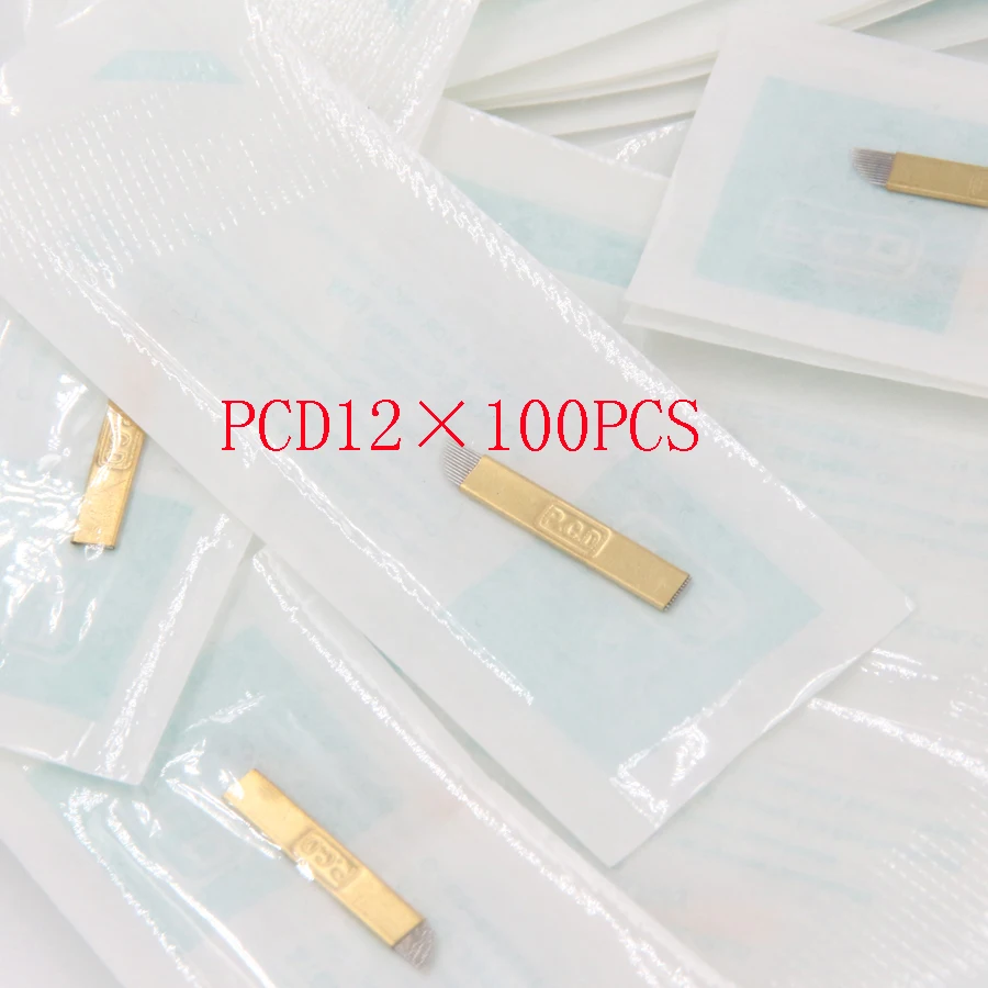 

100 Pcs 12 Pin Hard PCD Needle 12 Blade Lamina Agulhas Tebori Microblading Permanent Makeup Eyebrow Tattoo Needles Supplies