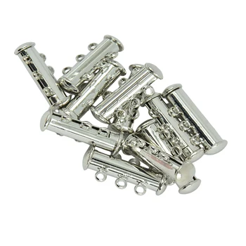

10 Pieces Brass Multi 3 Strand Magnetic Slide Lock Tube Bead Loom Clasps Silver color