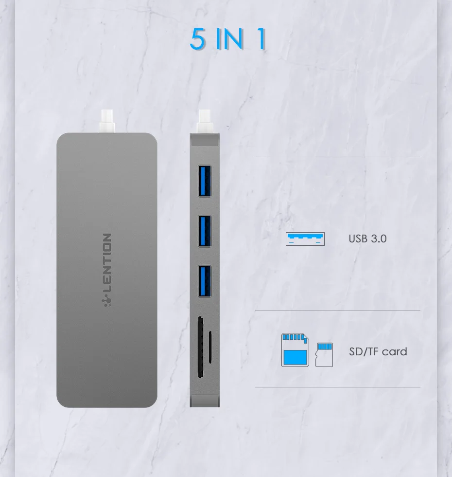 3-Порты и разъёмы USB 3,0 Тип, USB концентратор с SD/микро SD кард-ридер адаптер объектива для камер Micro SDXC, Micro SDHC/SD/UHS-I карты, Порты и разъёмы адаптер для MacBook Air