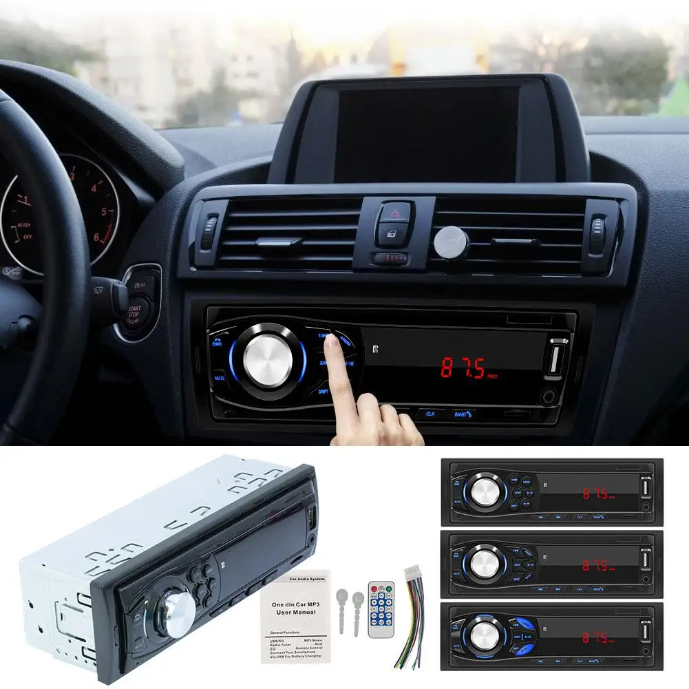 Aux com Controle Carro Player Multimídia Bluetooth Autoradio Estéreo Rádio fm Aux Entrada Receptor sd Usb Remoto 12v 1 Din Mp3 17 12v 1 din carro mp3 player multimídia