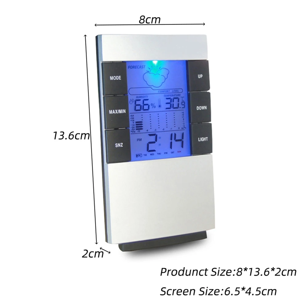 2 шт. цифровой будильник цифровой гигрометр и термометр календарь погоды Время Будильник со светом