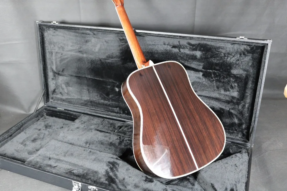 41 ''D стиль C-45 Акустическая Электрогитара Fishman EQ Solid Top. Твердый палисандр, гриф из черного дерева, Абалон инкрустация гриф из красного дерева