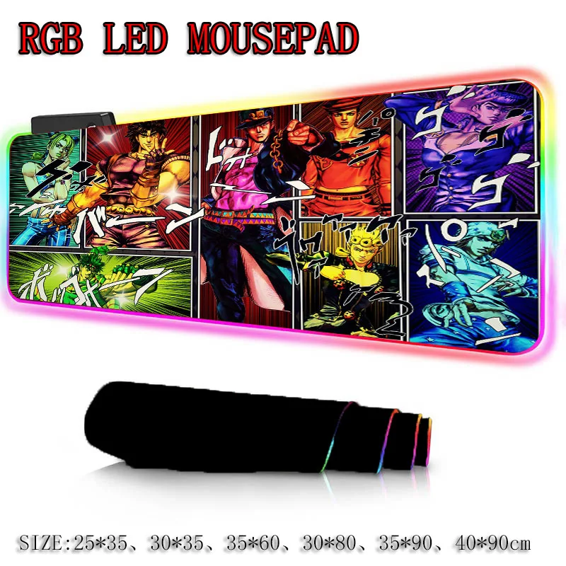 XGZ Jojo аниме игровой RGB большой коврик для мыши геймер большой коврик для мыши компьютерный Коврик Для Мыши Led подсветка XXL Mause коврик для клавиатуры Настольный коврик