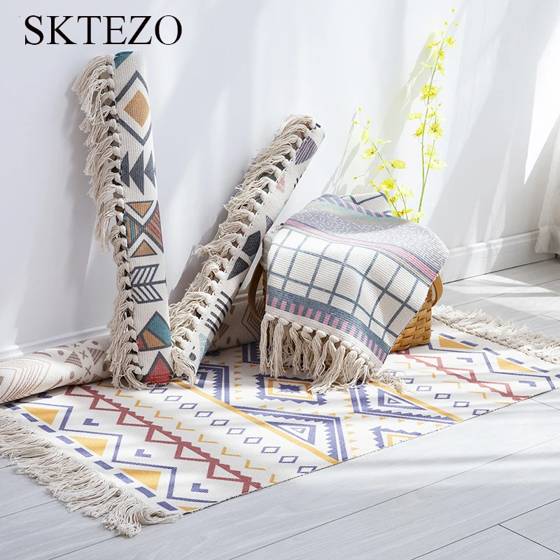SKTEZO 2019 Новый Ретро богемный ручной хлопковый льняной ковер покрывала