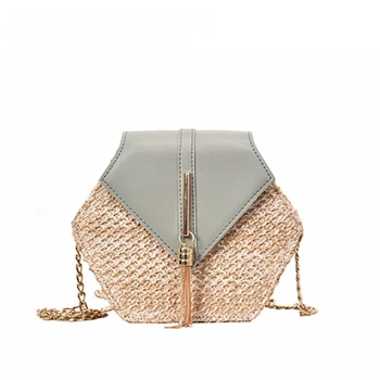 

Jin Mantang Straw leather Handbag Women Summer Rattan Bag Handmade Woven Beach Circle Bohemia Shoulder Bag New Fashion Crossbody