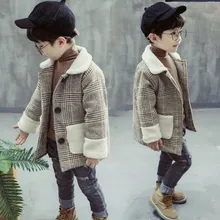 Г. Модная Клетчатая Шерстяная Куртка для маленьких мальчиков; осенний корейский Повседневный плащ для маленьких детей; Верхняя одежда; детская верхняя одежда; X94