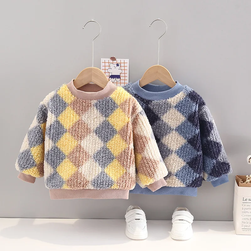 Одежда для малышей мальчиков и девочек зимний наряд бархатная теплая водолазка