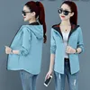 2022 Spring Autumn Thin Women Jacket Pocket Zipper Jackets Causal Hooded Windbreaker Two Side Wear Basic Coat Plus Size 4XL P562 ► Photo 3/6