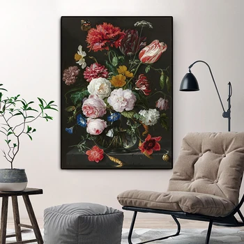 

XINQI Rose Flower Canvas Wall Art Poster Prints Classic Romantic Floral Unframed Oil Painting Home Decor Posters Bedroom Decor