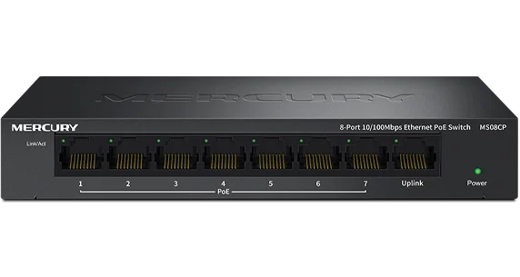 

MERCURY 8-port Fast PoE switch 65W MS08CP RJ45 full/half duplex network extension 260m 15.4W/65W MDI/MDIX auto flip/negotiation