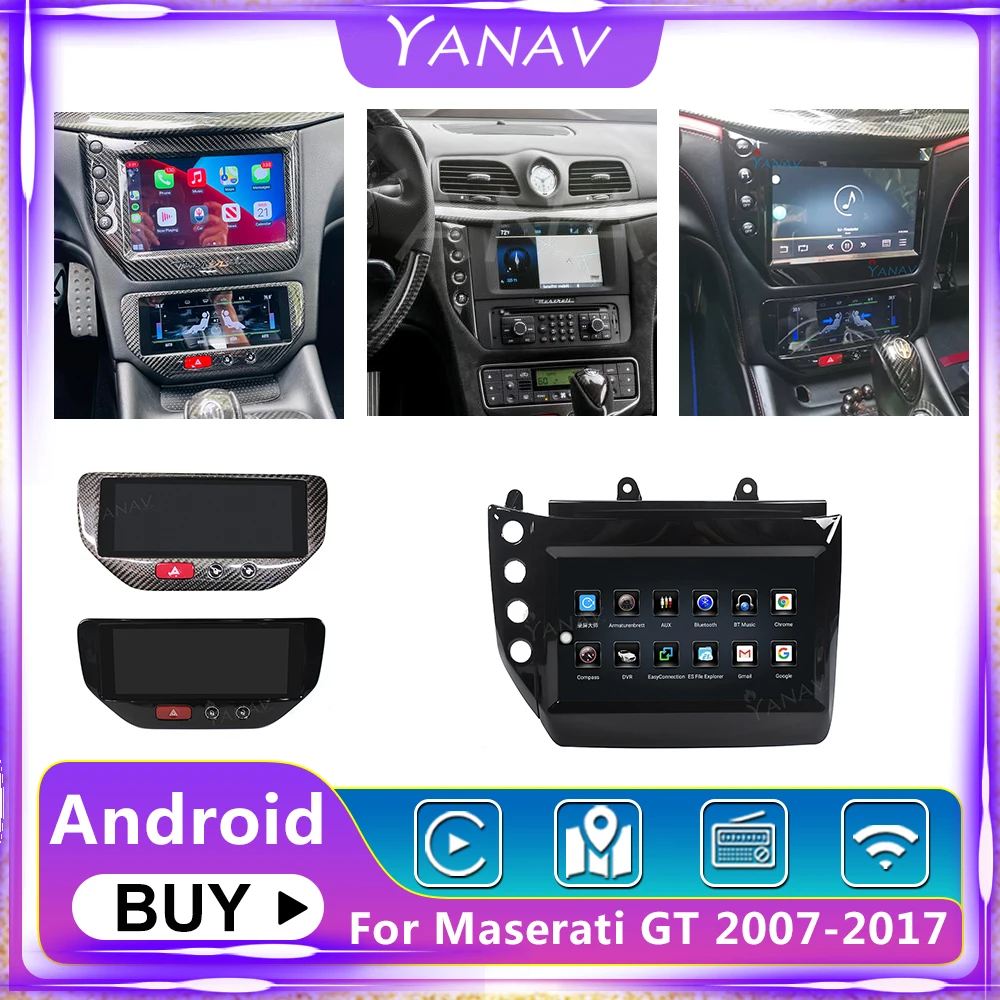 Android 10 Car Aircon Board Auto Radio For Maserati GT GranTurismo Black Screen Carbon Fiber Multimedia Player GPS Navigation | Автомобили