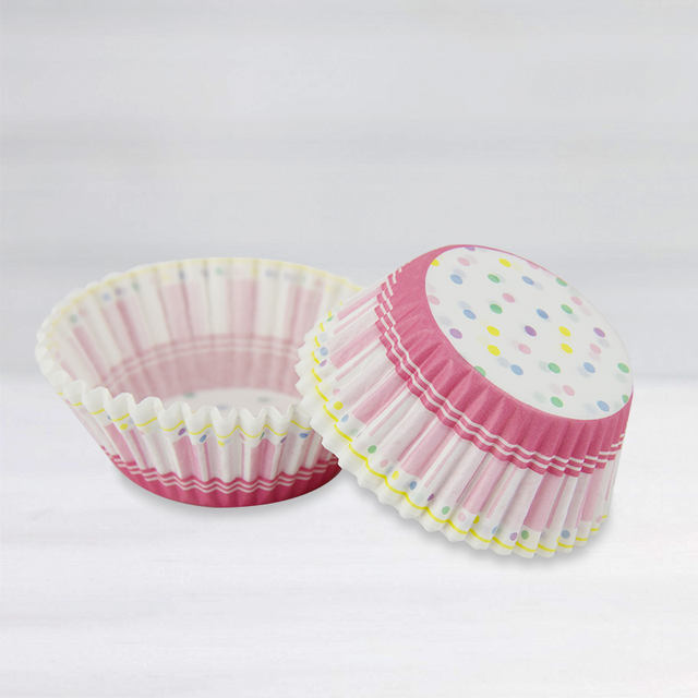 Pink Dot Printed Cupcakes Baking Bowl Set 40 Pcs