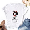 Dessin animé mignon Mafalda t-shirt femmes Harajuku alphabet impression manches courtes femmes t-shirt mode Kawaii décontracté chemise femme t-shirt hauts ► Photo 3/6