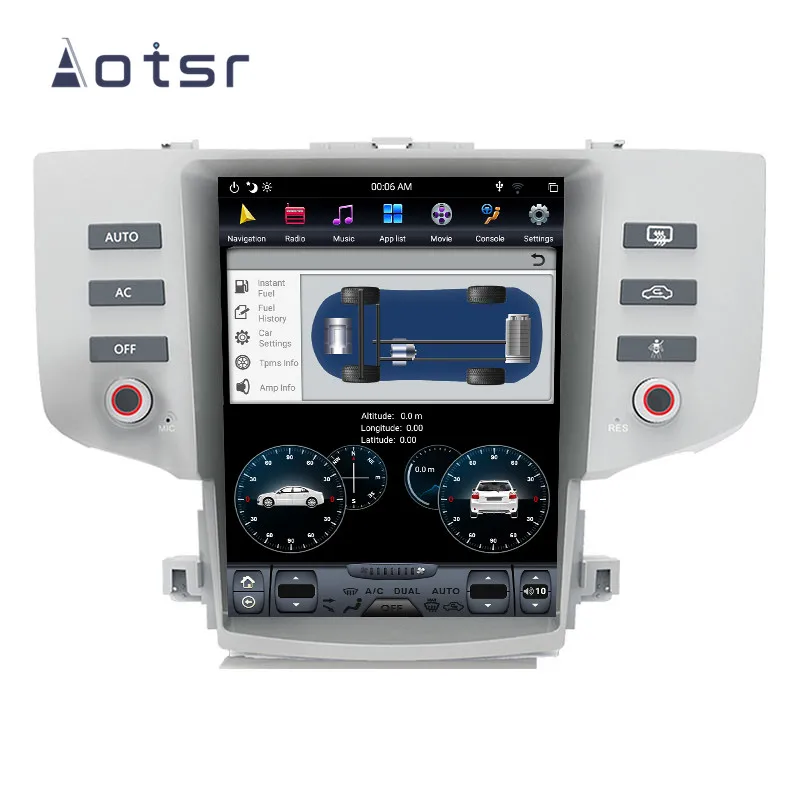 Excellent Aotsr 12.1“  Vertical screen Android 8.1 Car DVD Multimedia player GPS  For Toyota REIZ 2005-2009 built-in carplay stereo Wifi 2
