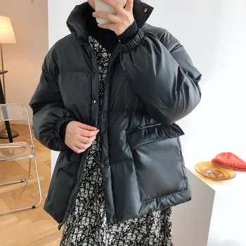 

Casual Stand Collar Winter Jacket Women Parka Mujer Fashion Warm Outwear Solid Color Beige Thick Winter Women Parka Coat 2020