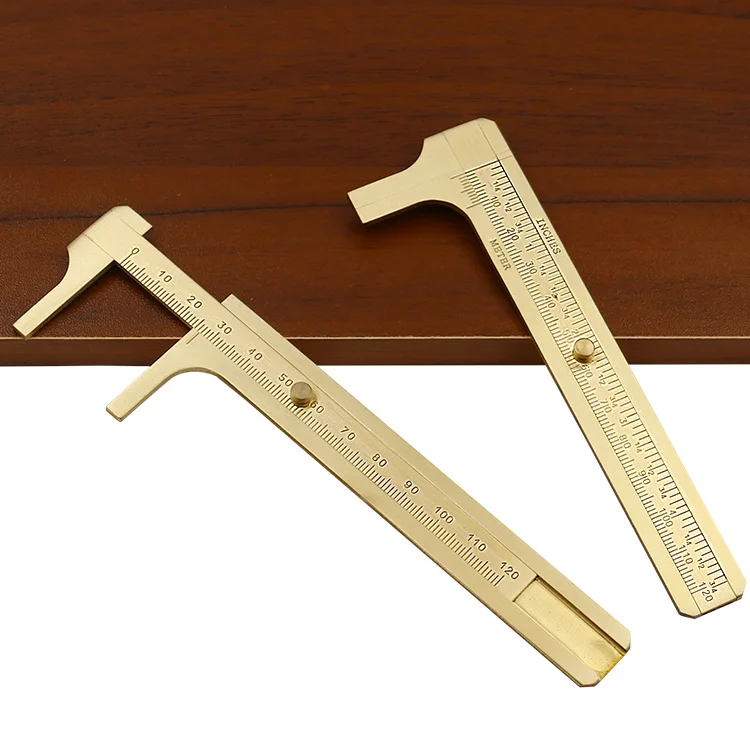 Description Picture 2 of item0-120mm Mini Brass Caliper Pure Copper Vernier Double Single Scale Measuring Ruler Retro Portable