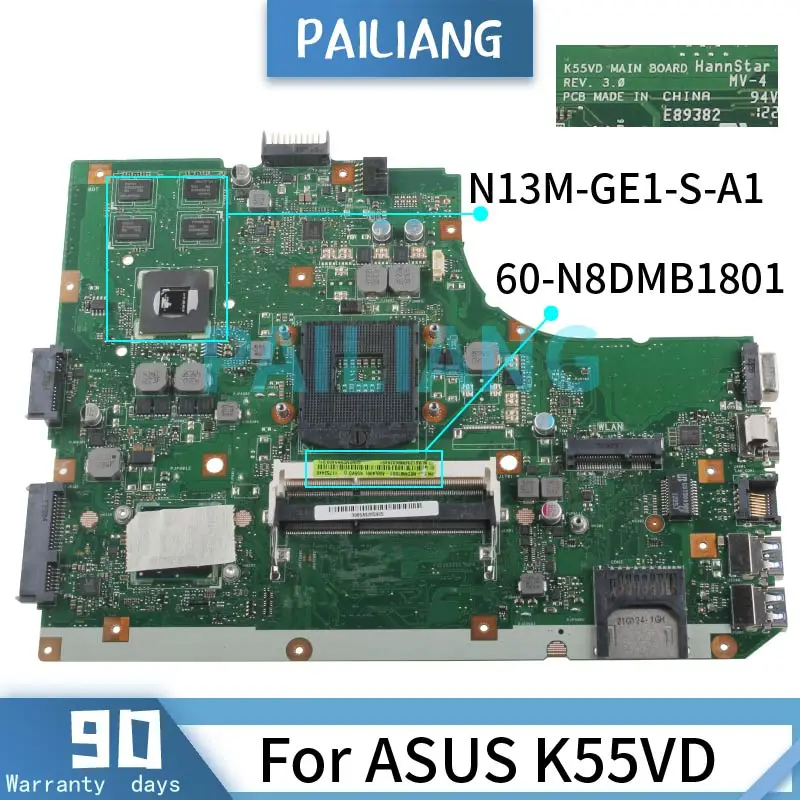 Parpailiang-placa-mãe para Laptop Asus K55vd Rev: 3.0 Flash Ddr3 Testada Placa-mãe para notebook - Imagem 2