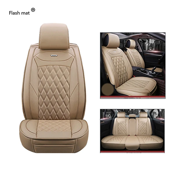 Beige without pillow Флэш-память коврик универсальный кожаные чехлы для сидений автомобиля Toyota Corolla Camry Rav4 Auris Prius Yalis Avensis 4runner Hilux Авто Стайлинг - Название цвета: Beige without pillow