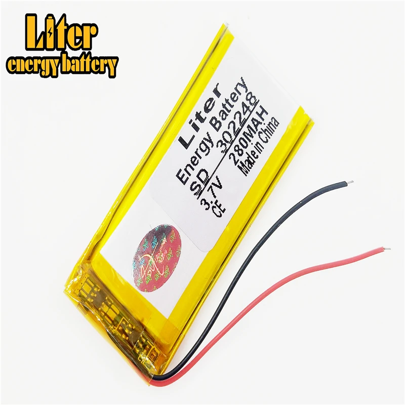 Best price 3.7v 280mAh rechargeable lithium ion battery 302248 with pcb and wire |