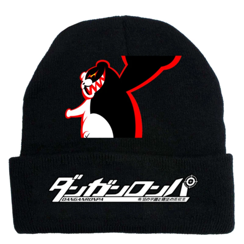 

Danganronpa Monokuma Printed Hat Cartoon Anime Casual knitted Beanies Cap Men Women Winter Autumn Fashion Bonnet Gorro